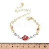 Brass Micro Pave Clear Cubic Zirconia Link Chain Bracelets for Women BJEW-C156-05PG-5