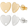 40Pcs 2 Colors 304 Stainless Steel Heart Stud Earring Findings STAS-BBC0002-37-1