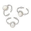 304 Stainless Steel Shell Cuff Open Rings RJEW-JR01111-02-3