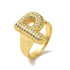 Letter Brass Micro Pave Clear Cubic Zirconia Open Cuff Ring for Women RJEW-N046-03P-G-1