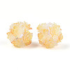Polymer Clay Rhinestone Beads with Embossed Resin Roses RESI-T059-04K-1