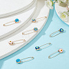 8Pcs 4 Colors Alloy & Glass Safety Pins AJEW-AR0001-62-4