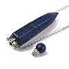 Dyed Natural Lapis Lazuli Bullet Shaped Perfume Bottle Pendant Necklaces G-B089-02P-09-4