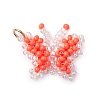 Glass Seed Beaded Butterfly Pendants PALLOY-MZ00473-2