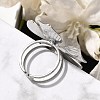 Flower Stainless Steel Open Cuff Ring for Women RJEW-R006-03P-01-3