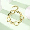 304 Stainless Steel Oval Link Chain Bracelets for Women BJEW-F536-07G-1