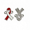 Two Tone Alloy Enamel Awareness Ribbon Links Connector Charms ENAM-H001-08P-1