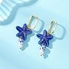 Porcelain & Shell Pearl Bead Dangle Hoop Earrings EJEW-JE07244-1