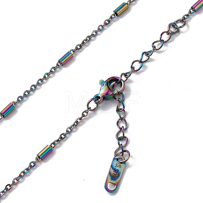 Ion Plating(IP) 304 Stainless Steel Column Link Chain Necklace for Men Women NJEW-K245-019B-1