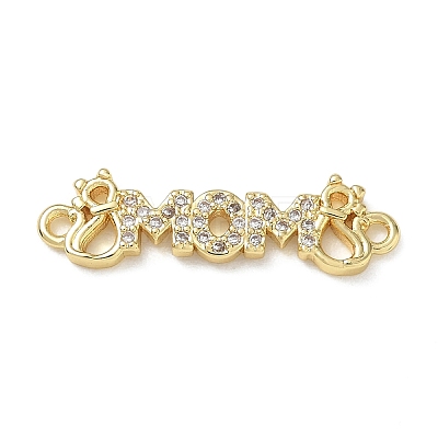 Mother's Day Brass Micro Pave Cubic Zirconia Connector Charms CU-CBAC7ED-01C-G-1