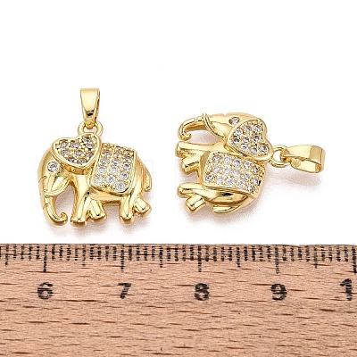 Brass Micro Pave Clear Cubic Zirconia Pendants KK-Q073-04G-1