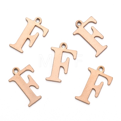 Ion Plating(IP) 304 Stainless Steel Alphabet Charms STAS-H122-F-RG-1
