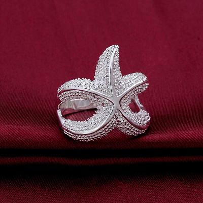 Fashion Style Brass Starfish/Sea Stars Metal Rings RJEW-EE0001-086-D-1