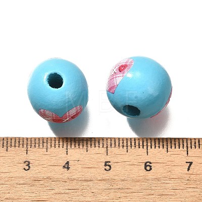 Valentine's Day Element Printed Wood Beads WOOD-R002-01-05-1