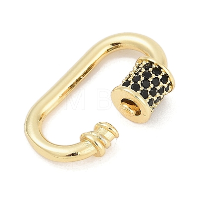 Oval Brass Micro Pave Cubic Zirconia Screw Carabiner Clasps KK-G522-47G-02-1