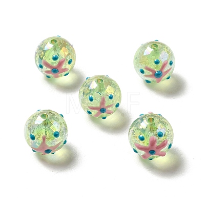 AB Color Transparent Crackle Acrylic Round Beads OACR-A013-04D-1