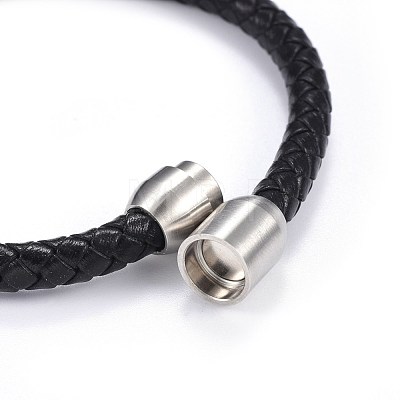 Man's Braided Leather Cord Bracelets BJEW-JB04255-02-1