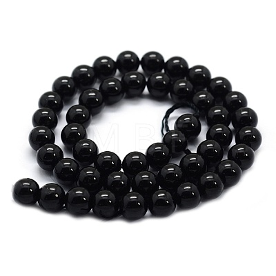 Natural Black Tourmaline Beads Strands G-G763-01-12mm-A-1