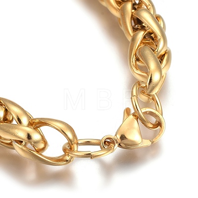 Ion Plating(IP) 304 Stainless Steel Wheat Chain Bracelets BJEW-L634-12G-1
