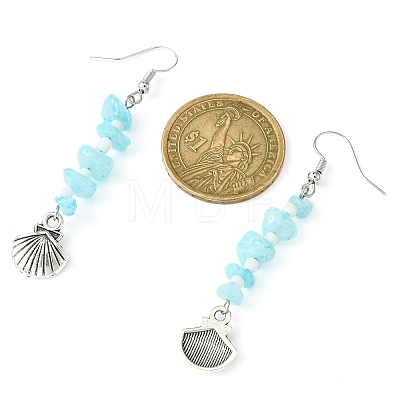 Natural White Jade(Dyed) Chips Dangle Earrings EJEW-JE05578-1