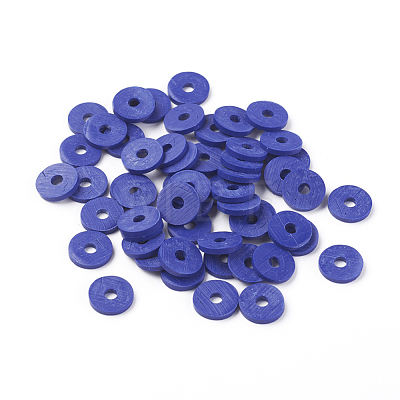 Flat Round Eco-Friendly Handmade Polymer Clay Beads CLAY-R067-8.0mm-09-1