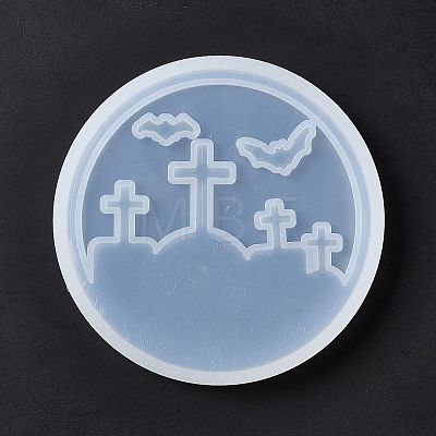 DIY Halloween Tombstone Pattern Cup Mat Silicone Molds DIY-E055-16-1