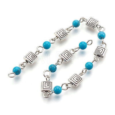 Handmade Synthetic Turquoise Beaded Chains AJEW-JB00446-08-1