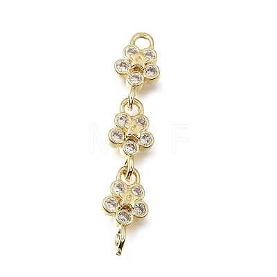 Brass Pave Cubic Zirconia Flower Connector Charms CU-E002-07G-01-1