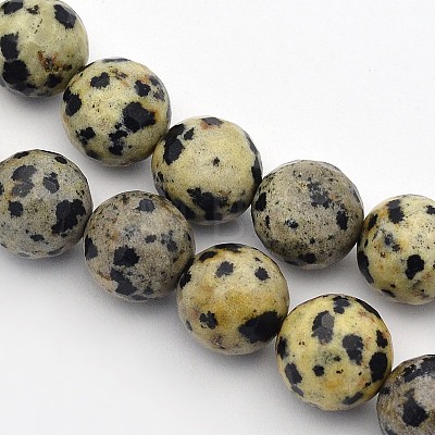 Natural Dalmation Jasper Beads Strands X-G-G542-8mm-07-1