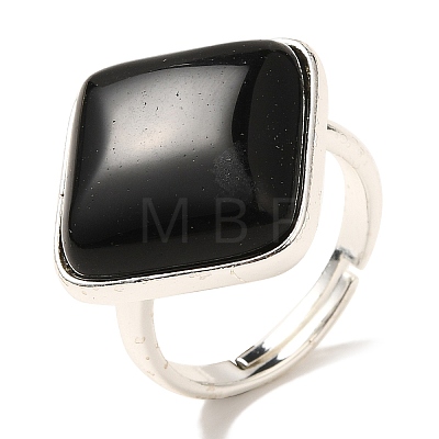 Natural Obsidian Adjustable Rings RJEW-H240-01S-20-1