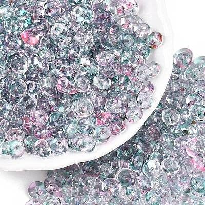 Spray Painted Transparent Glass Seed Beads SEED-T007-05E-1