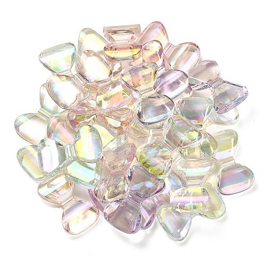 UV Plating Rainbow Iridescent Transparent Acrylic Beads OACR-F006-04-1