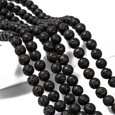 Natural Lava Rock Round Bead Strands X-G-M169-10mm-03-1