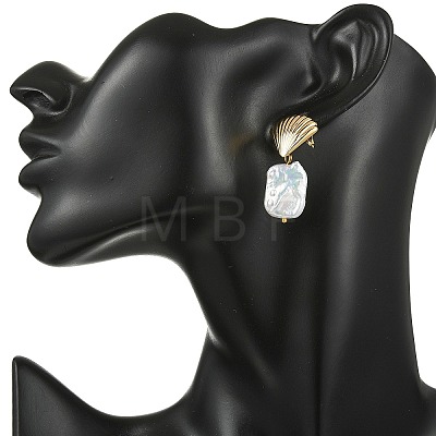 304 Stainless Steel and Natural Baroque Pearl Keshi Pearl Stud Earrings EJEW-JE07106-02-1