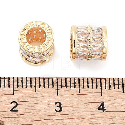 Brass Micro Pave Clear Cubic Zirconia Beads KK-P271-43G-A-1