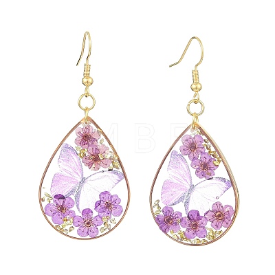 Transparent Epoxy Resin Dangle Earrings EJEW-JE07205-01-1