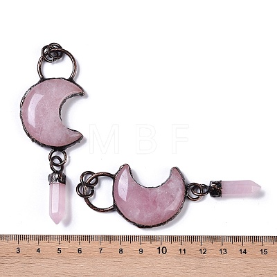 Natural Rose Quartz Crescent Moon Big Pendants G-B073-04R-02-1