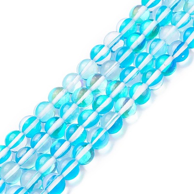 Synthetic Moonstone Beads Strands G-R375-8mm-B04-1