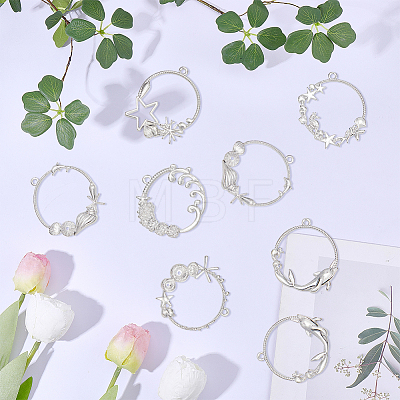 24Pcs 6 Styles Alloy Open Back Bezel Pendants FIND-SP0006-05-1