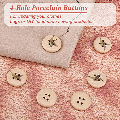 6Pcs Porcelain Buttons BUTT-OC0001-59B-1