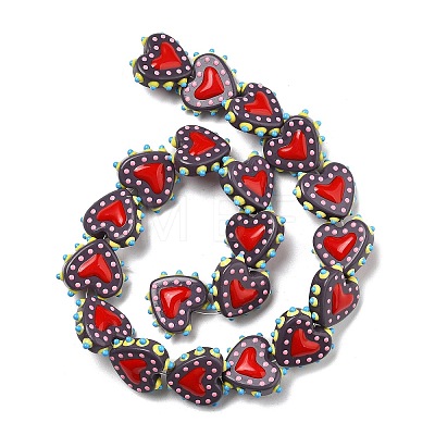 Baking Paint Glass Bumpy Beads Heart LAMP-V001-07A-1