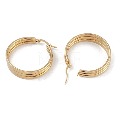 Ion Plating(IP) 201 Stainless Steel Hoop Earrings EJEW-I309-30G-1