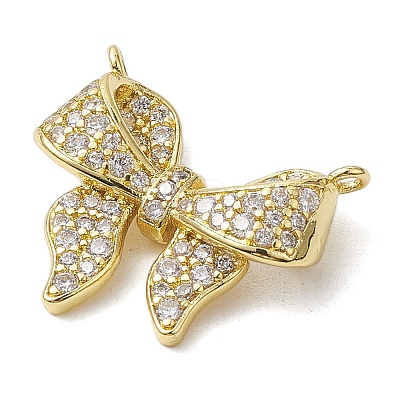 Rack Plating Brass Micro Pave Clear Cubic Zirconia Pendants KK-H463-08G-1