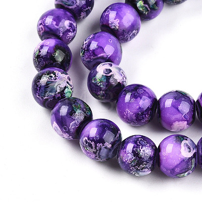 Baking Painted Glass Beads Strands DGLA-N003-10mm-A07-1