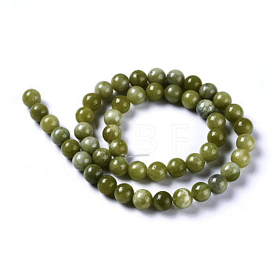 Natural Chinese Jade/Southern Jade Beads Strands G-G735-38-8mm-1