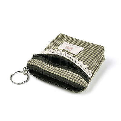 Plaid Pattern Cotton Cloth Wallets AJEW-N003-10-1