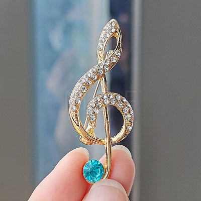 Alloy and Glass Rhinestone Musical Note Brooch PW-WG3A58A-04-1