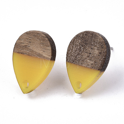 Resin & Walnut Wood Stud Earring Findings MAK-N032-002A-B05-1