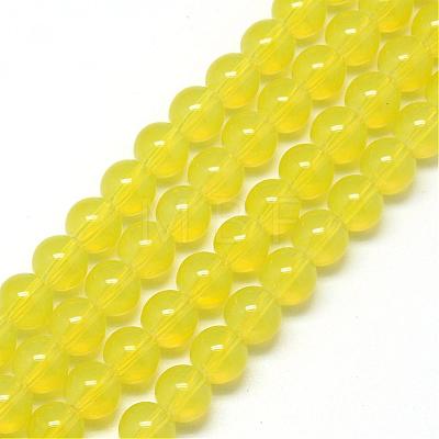 Baking Painted Glass Beads Strands DGLA-Q023-8mm-DB10-1