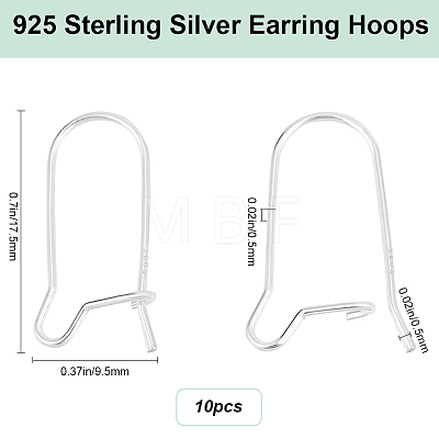 Beebeecraft 10Pcs 925 Sterling Silver Hoop Earring Findings STER-BBC0006-52-1